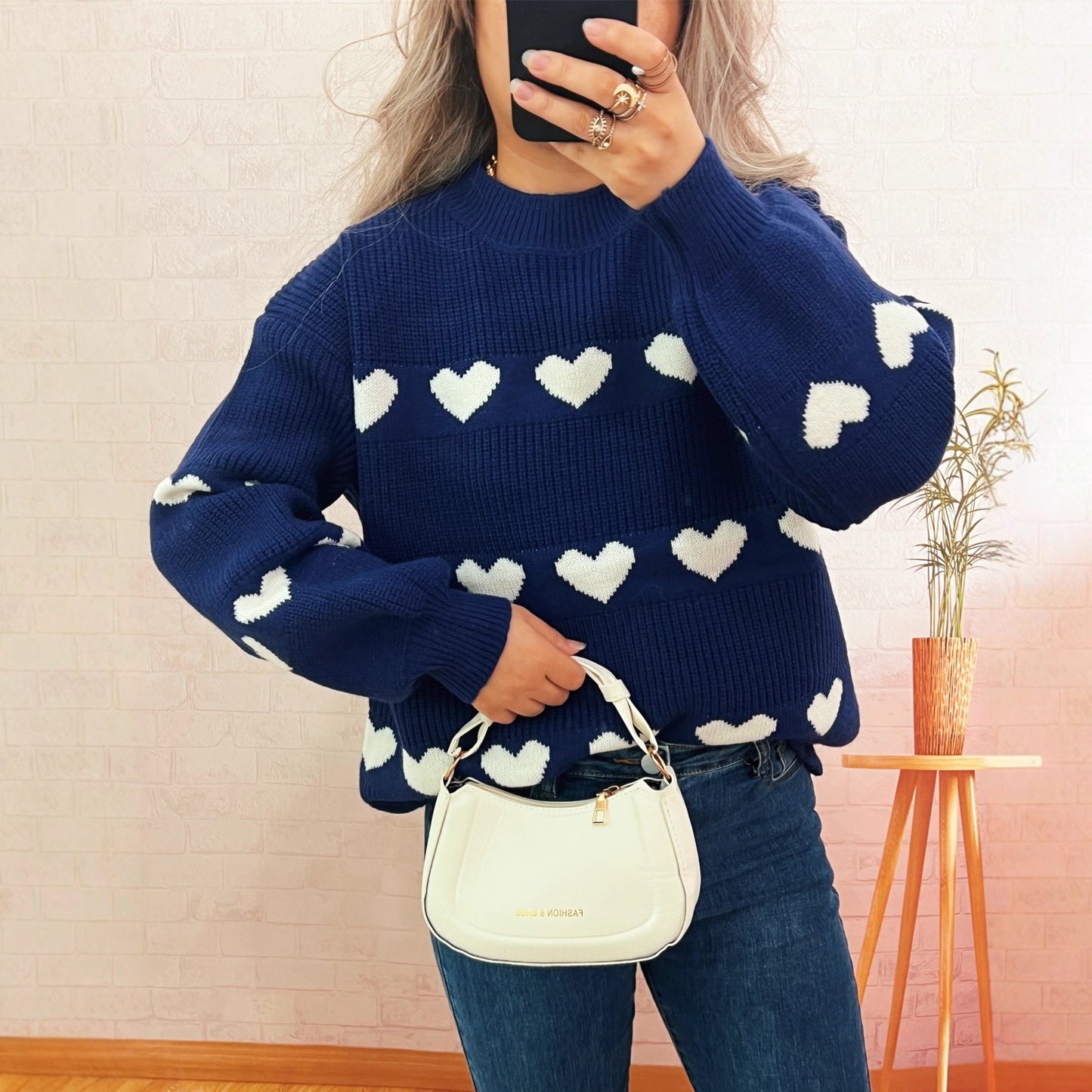 Damen Pullover Herzmuster Norvielle