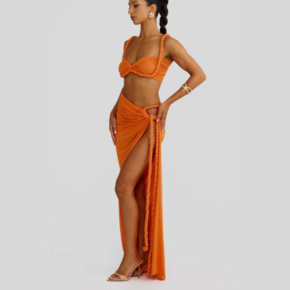 Damen Bikiniset mit Wickeltuch und Schnürdetails