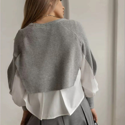 Damen Cropped Pullover Innovativer Layering-Effekt Norvielle