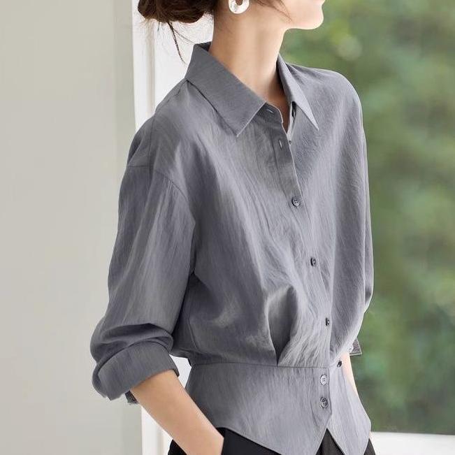 Damen Oversized Bluse mit Taillengürtel Elegantes Design - Norvielle