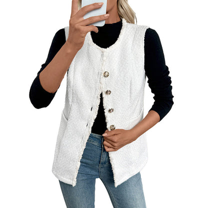 Damen Strickweste mit Knöpfen und Taschen Norvielle