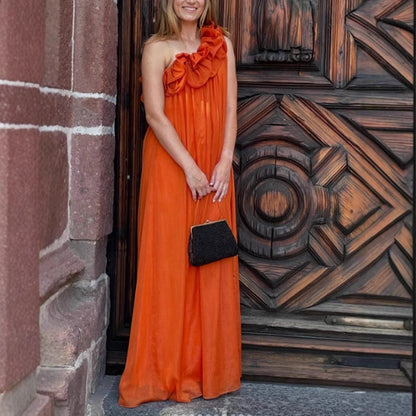 Damen Maxikleid Asymmetrische Rüschen Eleganter Schnitt - Norvielle