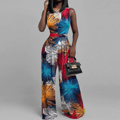 Damen Jumpsuit Weites Bein Florales Design