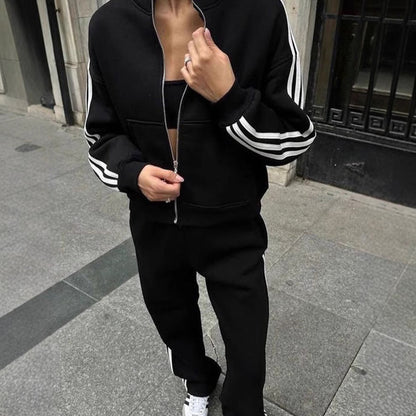 Damen Sportset Gefütterte Jacke Elastische Hose