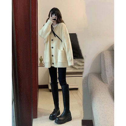 Damen Strickjacke Kuschelig Mit Taschen Knopf Norvielle