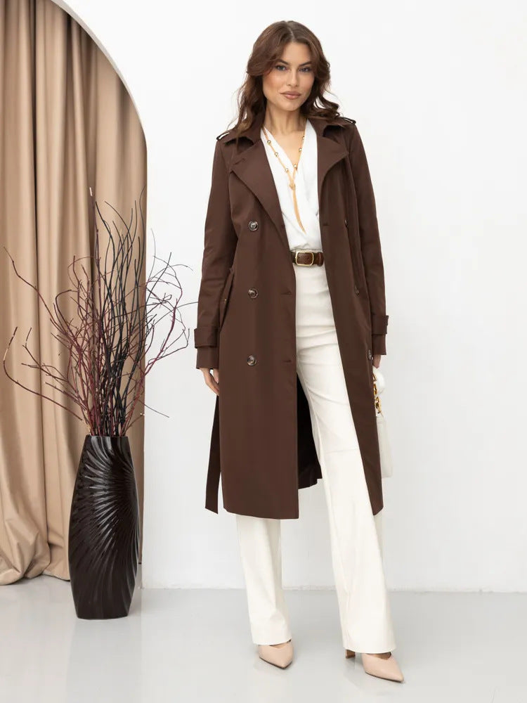 Damen Trenchcoat Doppelter Knopfleiste Taillengürtel Norvielle