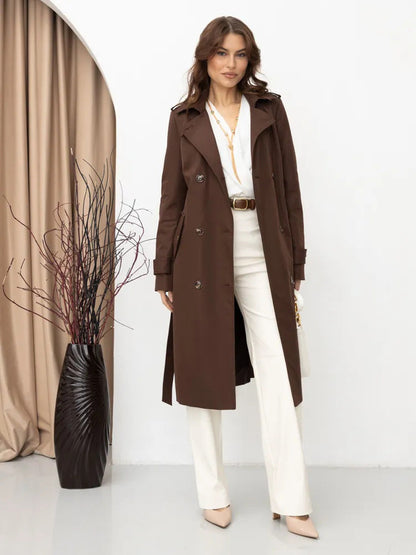 Damen Trenchcoat Doppelter Knopfleiste Taillengürtel Norvielle