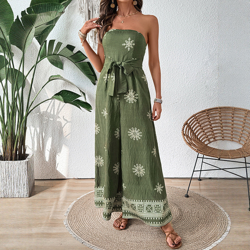 Damen Jumpsuit Taillengürtel Rüschen Norvielle - Norvielle
