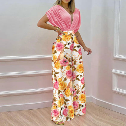 Damen Jumpsuit V-Ausschnitt Weitbein Norvielle