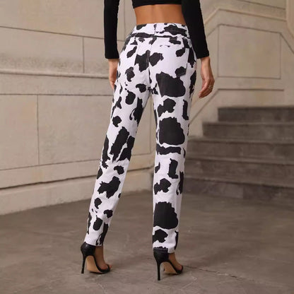 Damen Jeanshose Kuhflecken-Muster Norvielle