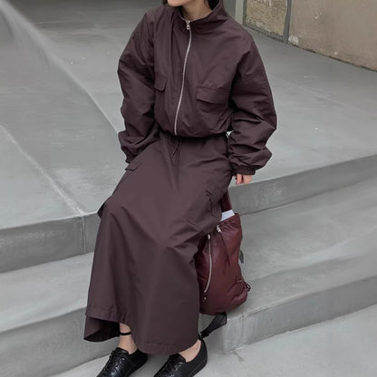 Damen Utility-Jacke Hochkragen Taillenregulierung