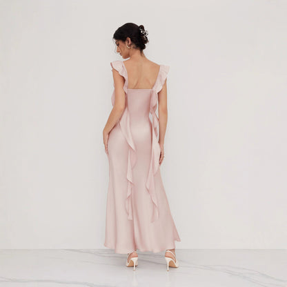 Damen Abendkleid Asymmetrische Rüschen Norvielle