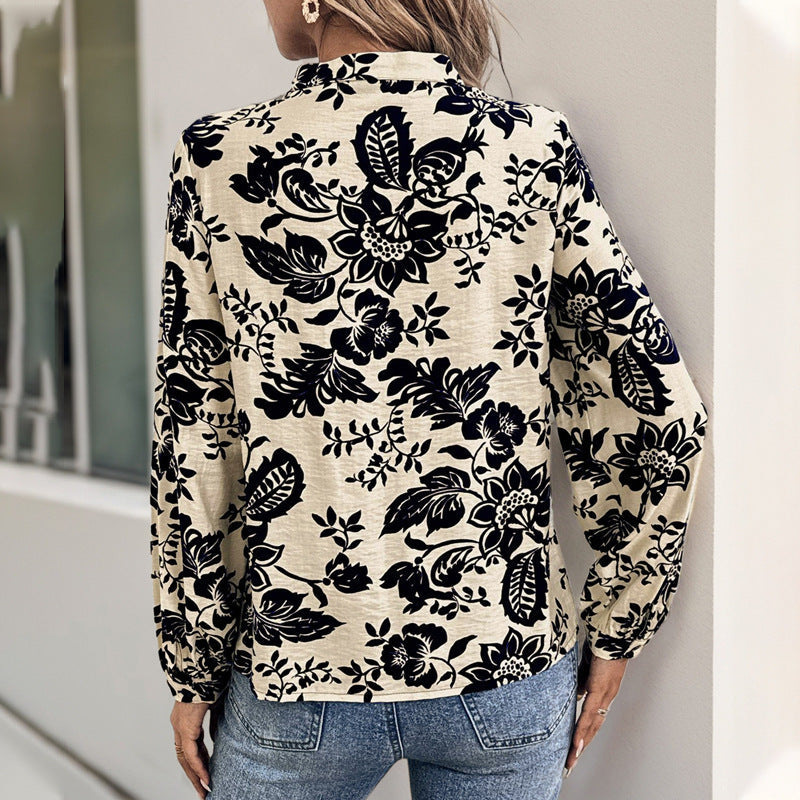 Damen Bluse Floralmuster Elegante Faltendetails Norvielle
