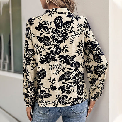 Damen Bluse Floralmuster Elegante Faltendetails Norvielle