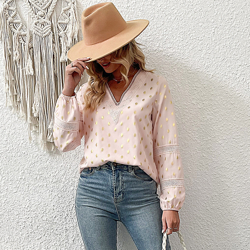 Damen Bluse Spitze Rüschendetails Elegantes Design