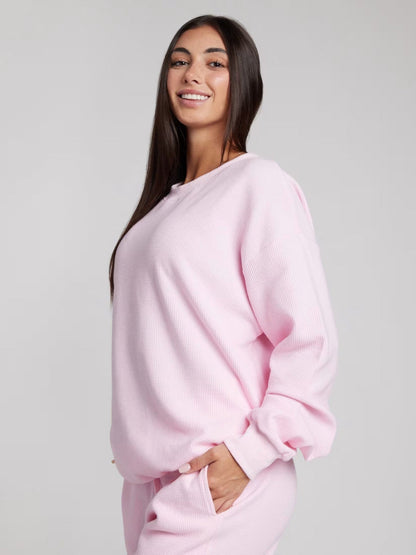 Damen Sweatshirt Waffelmuster Bequem Norvielle
