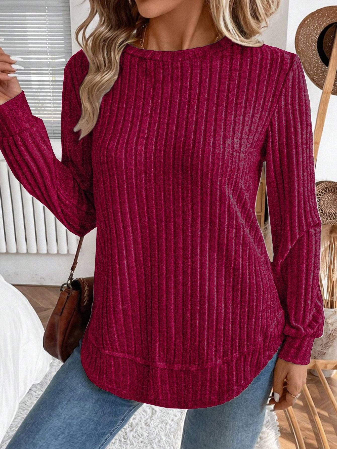 Damen Strickpullover Lässig Vertikalstreifen Norvielle