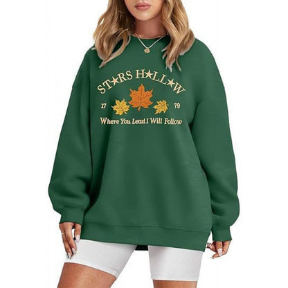 Damen Sweatshirt Weites Design Herbstmotiv Norvielle