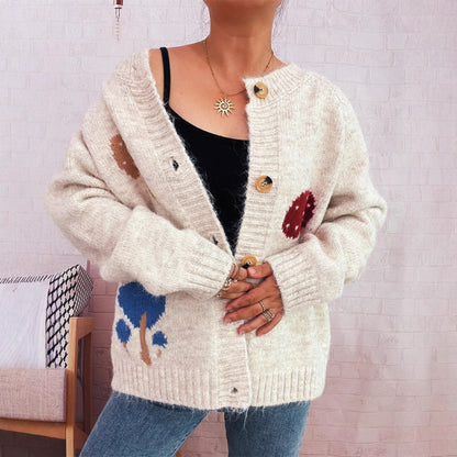 Damen Strickjacke Pilzmuster Norvielle - Norvielle