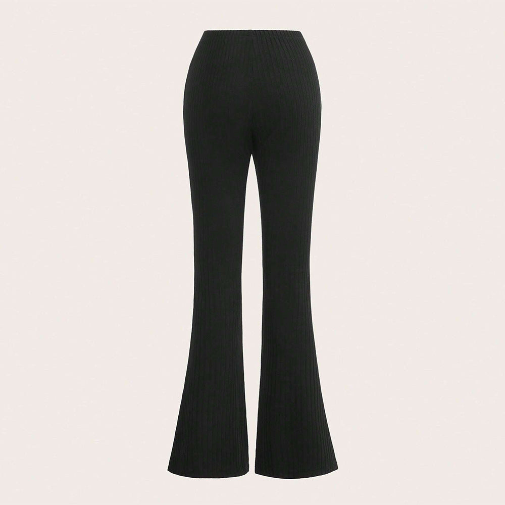 Damen Ripp-Hose Hochwerder mit Kordelzug