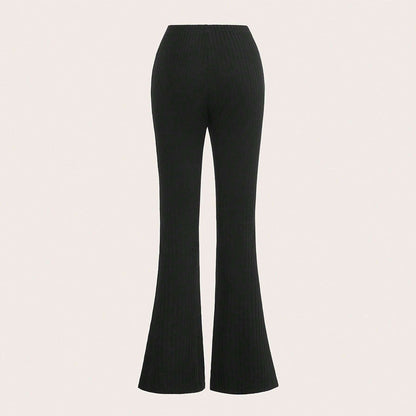 Damen Ripp-Hose Hochwerder mit Kordelzug