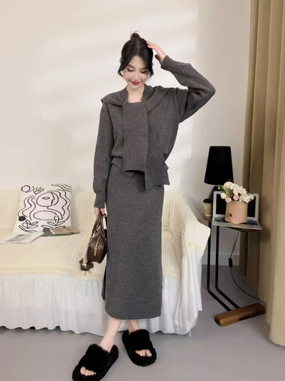 Damen Strickensemble Eleganter Kragen Norvielle