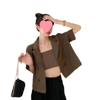 Damen Kurzblazer Doppelter Knopfleiste Moderner Schnitt
