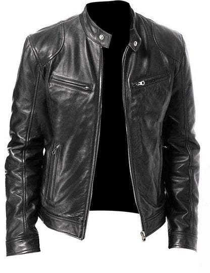 Herren Lederblouson Vegan Stehkragen