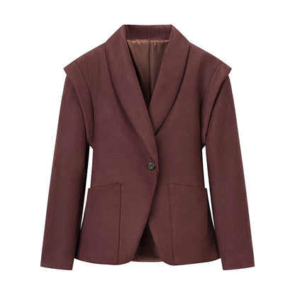 Damen Blazerjacke Wildlederimitat Weich
