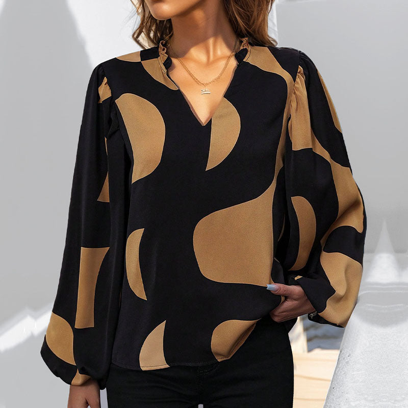 Damen Bluse Geometrisches Muster Lässiger Schnitt Norvielle
