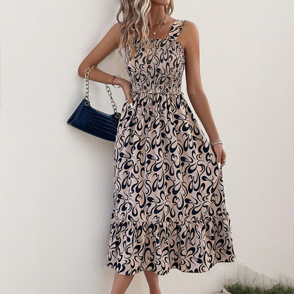 Damen Ärmelloses Maxikleid Rüschen Kreatives Muster Norvielle
