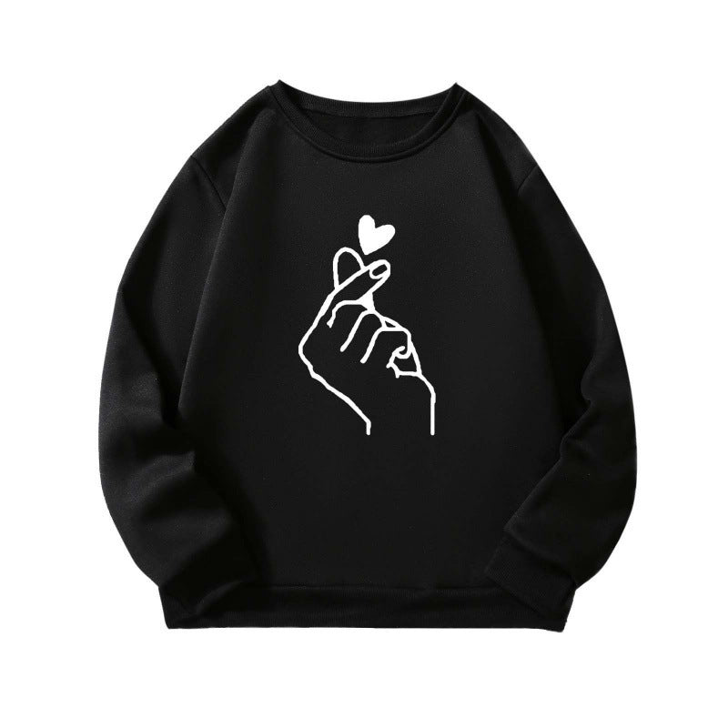 Damen Sweatshirt Weiches Innenfutter Handzeichen-Motiv Norvielle