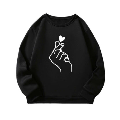 Damen Sweatshirt Weiches Innenfutter Handzeichen-Motiv Norvielle