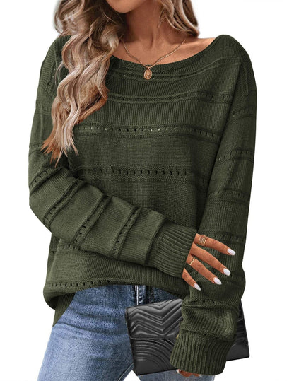 Damen Strickpullover Weit Geschnitten Luftige Struktur Norvielle