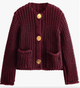 Damen Strickjacke Kuschelig Goldene Knöpfe Norvielle