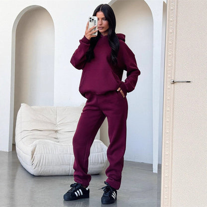 Damen Sportliches Loungewear-Set mit Kapuze und elastischem Bund