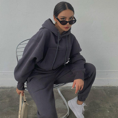 Damen Fleece-Jumpsuit Oversized Kapuze Elastischer Bund