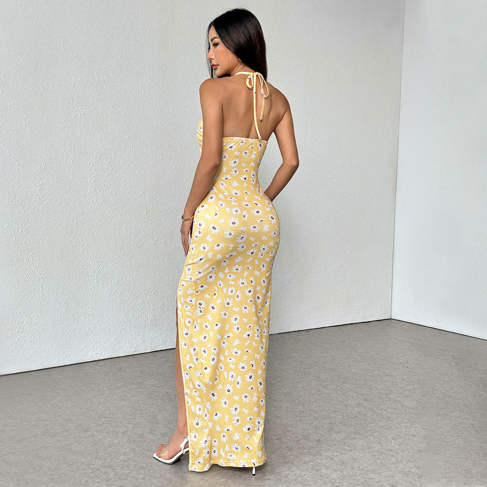 Damen Minikleid Sommerlich Floralmuster Mit Cut-Out-Details es