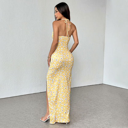 Damen Minikleid Sommerlich Floralmuster Mit Cut-Out-Details es