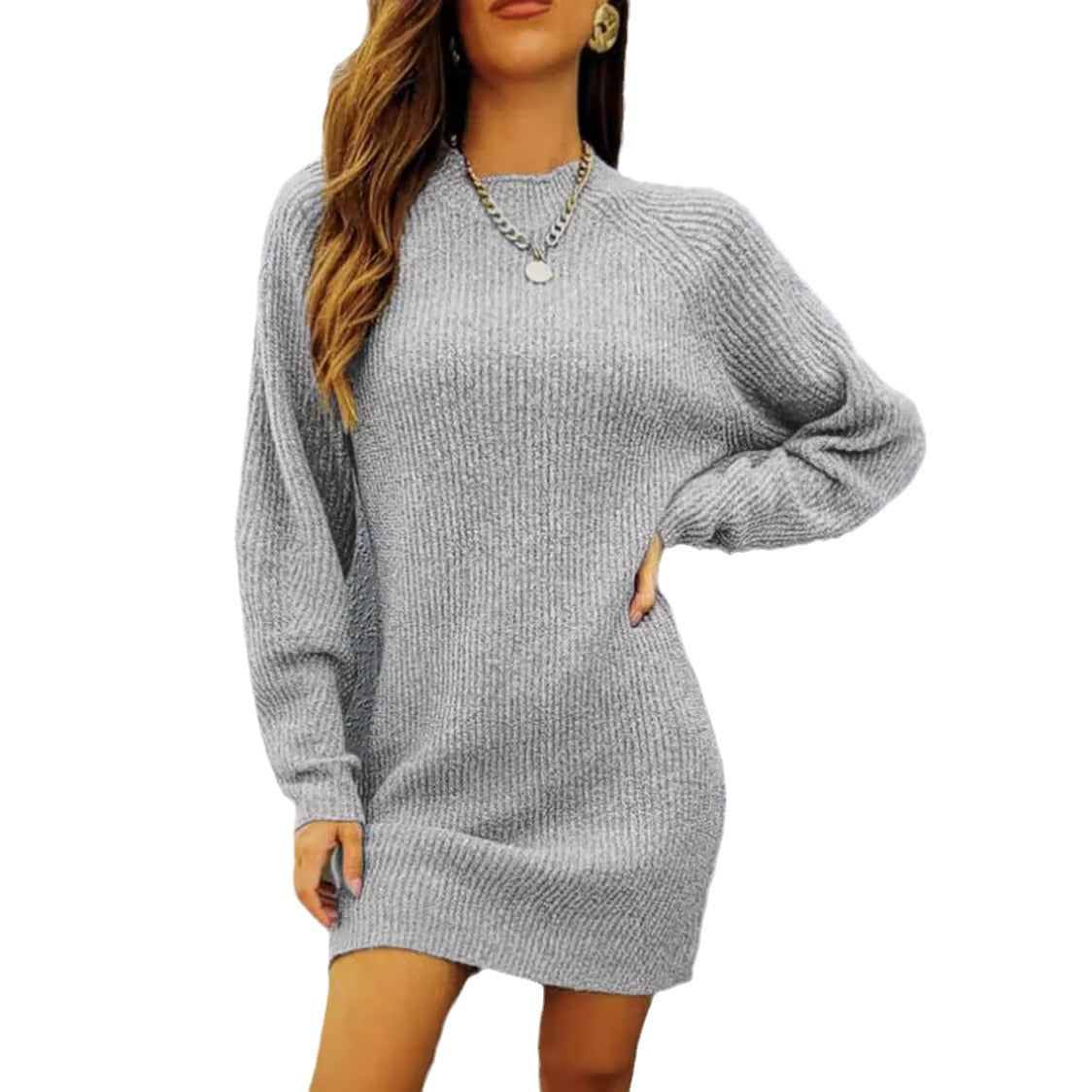 Damen Strickkleid Lässig Voluminöse Ärmel Norvielle