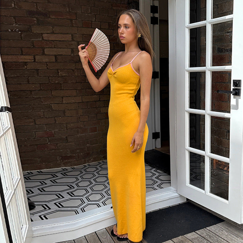 Damen Maxikleid Spaghettiträger Figurbetonend Norvielle