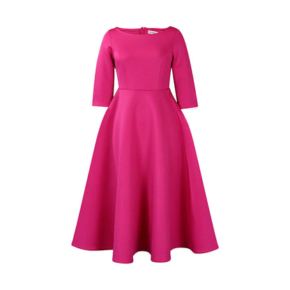 Damen A-Linien Kleid Rundhalsausschnitt Schwingender Rock