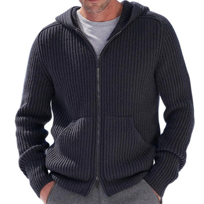 Herren Strickjacke Kapuze Praktische Taschen Bequem