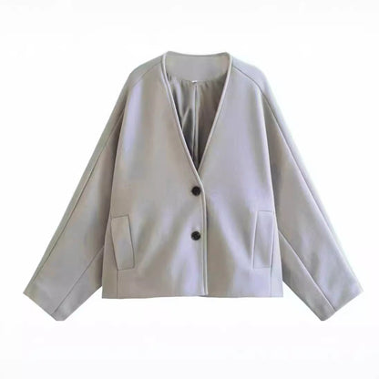 Damen Modische Jacke Norvielle Schick Schnitt Praktische Taschen