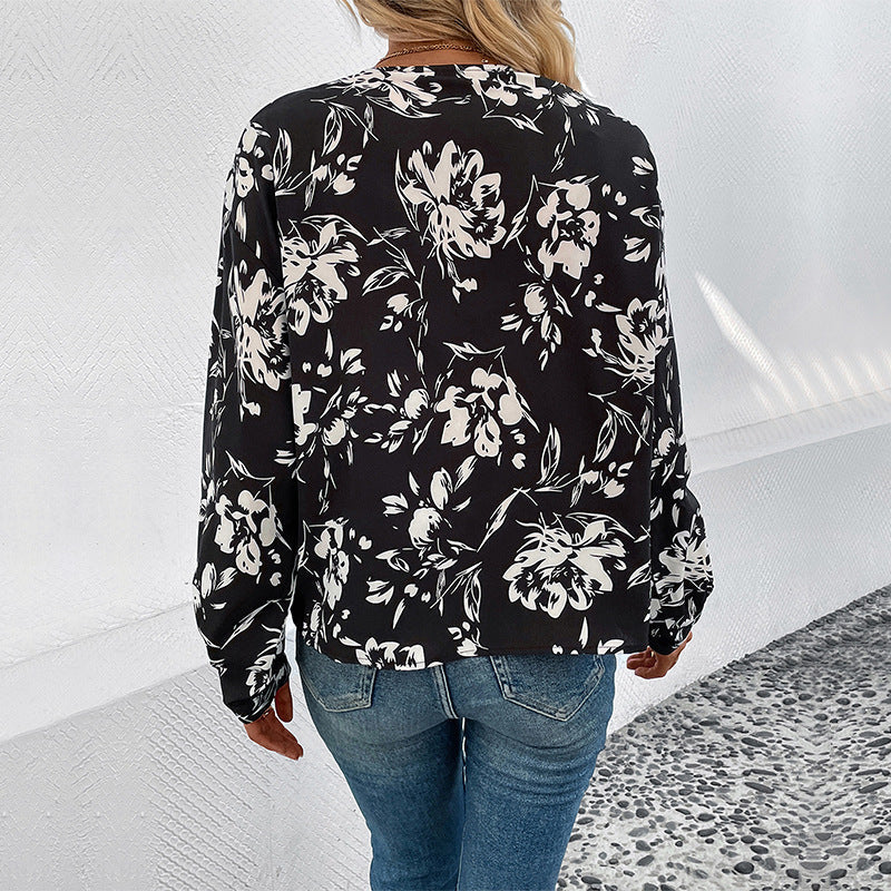 Damen Bluse Floralmuster Puffärmel Norvielle