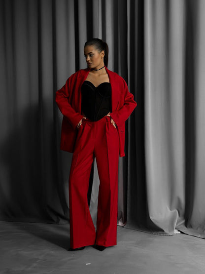 Damen Blazer Anzug Set mit hohen Hosen Norvielle