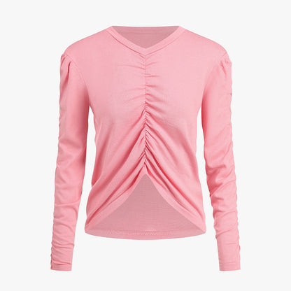 Damen Longsleeve-Oberteil Figurbetont Raffung Norvielle