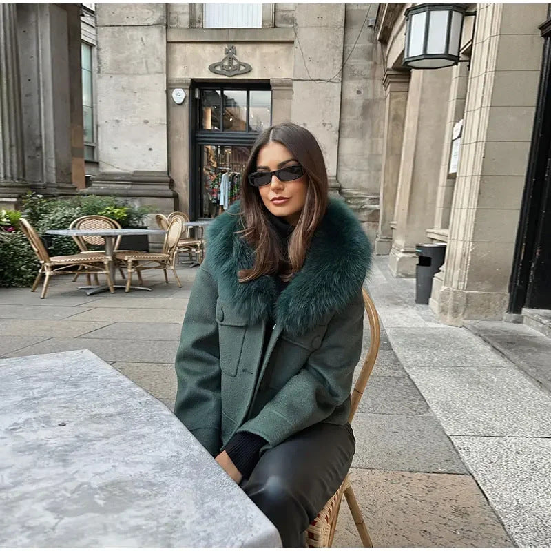 Damen Winterjacke Abnehmbarer Kunstfellkragen Norvielle