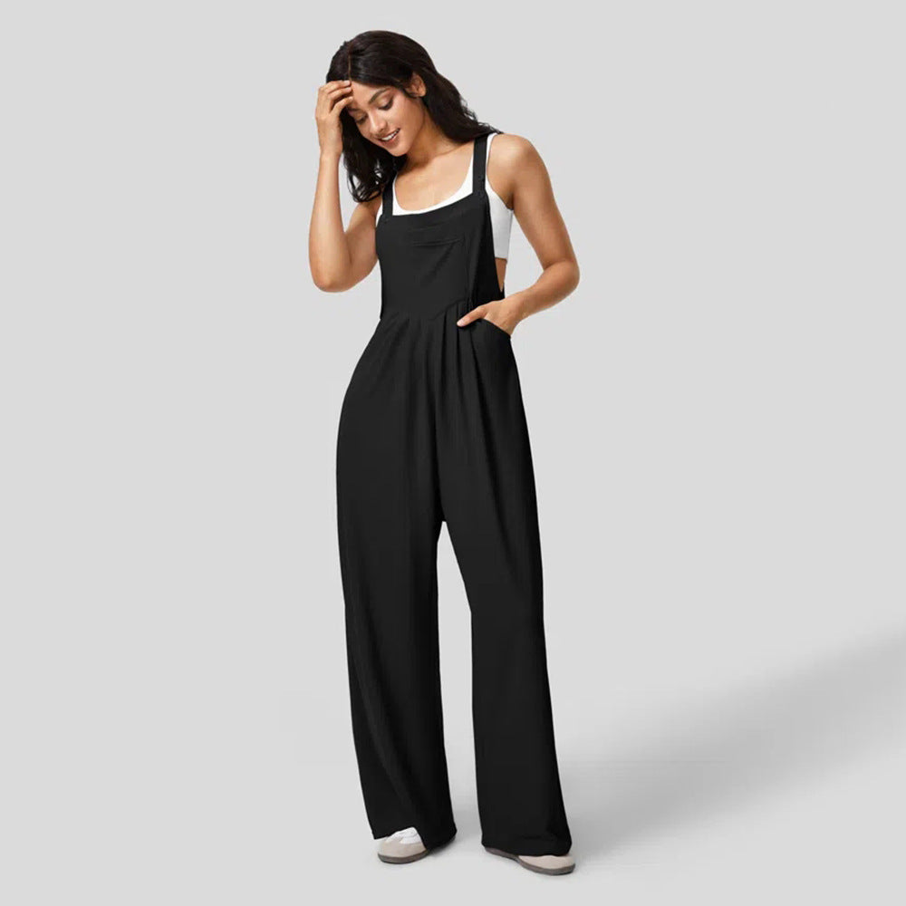 Damen Jumpsuit Weites Bein Elegantes Knopf-Design