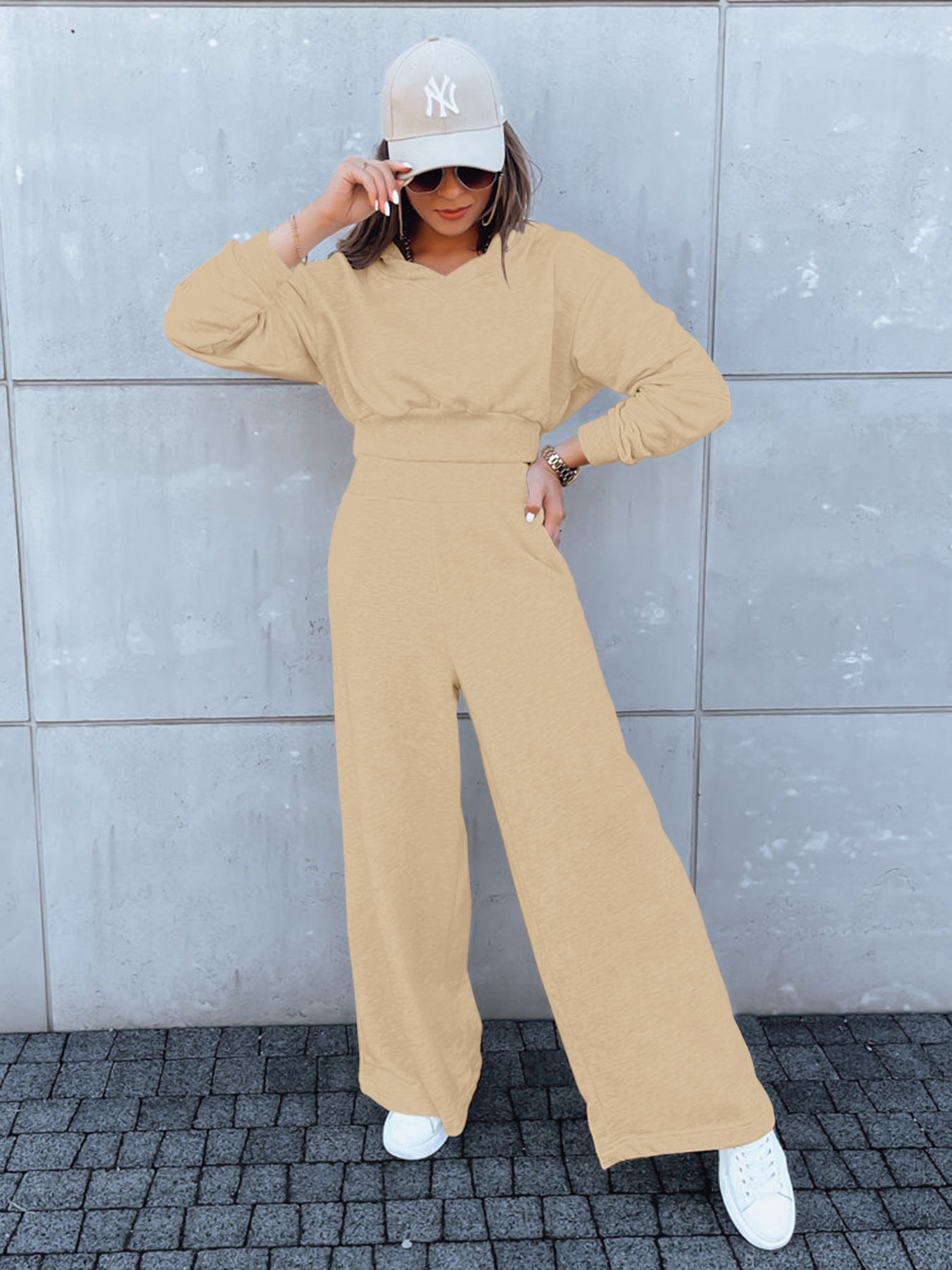 Damen Jumpsuit Weites Bein Kapuze Norvielle